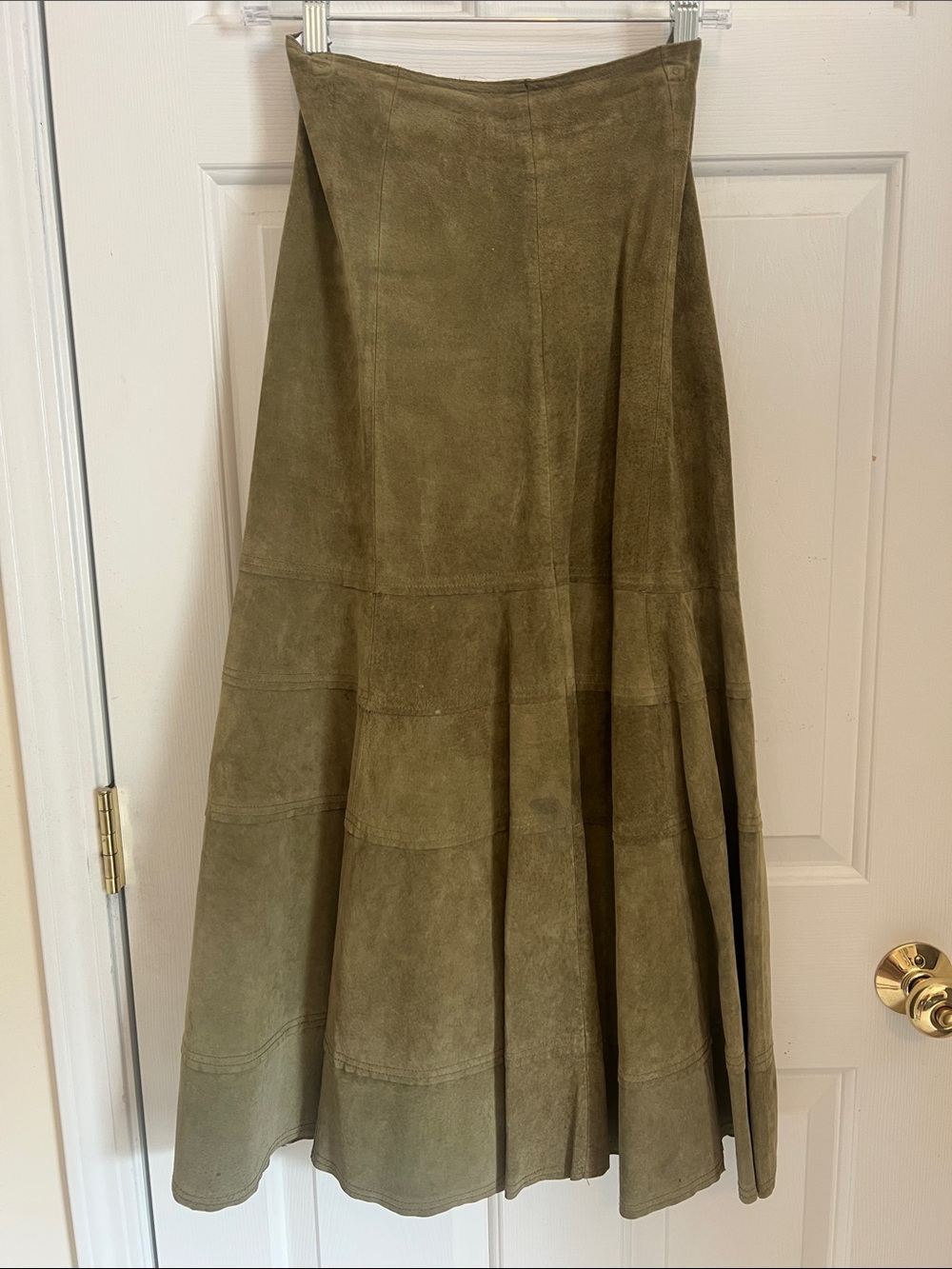Newport News Olive Green Suede Maxi Skirt